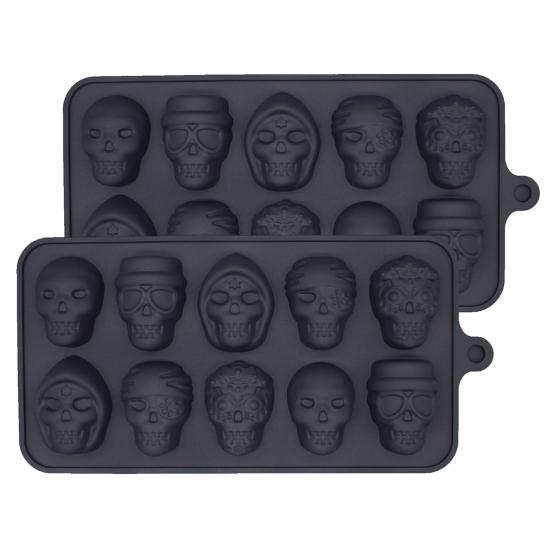 3D Skull Ice Cube Mold Chocolate Fondant Maker Non-stick Easy Release Tray Different Shapes Candy Shaping Mould