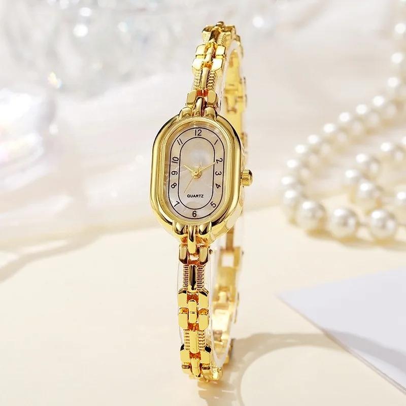 Retro Bracelet Watch for Women Oval Dial Quartz Wristwatch Gift Clock