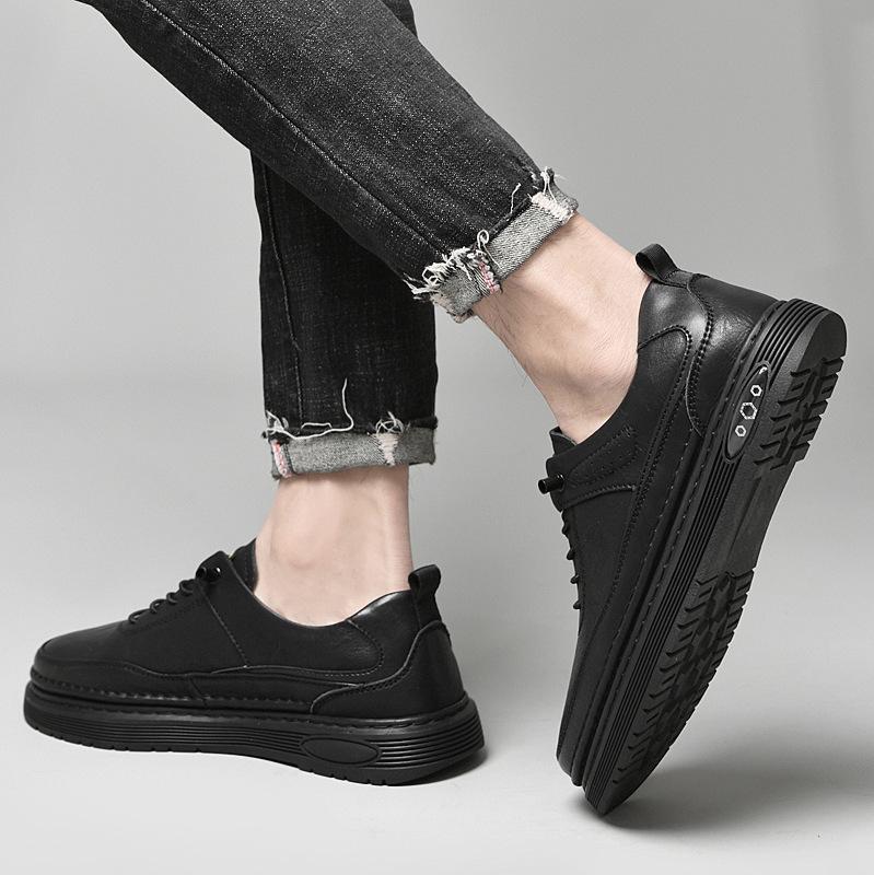 Men's shoes 2025 summer new men's Korean version of light luxury leather surface advanced sense waterproof and non-slip fashion lace-up shoes