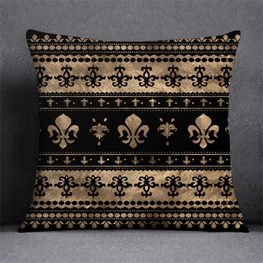 Home Decor Fleur-De-Lis Patterned Decorative Pillow Covers Pattern Cushion Cover Suitable For Sofa Bedroom Car Pillow Cover