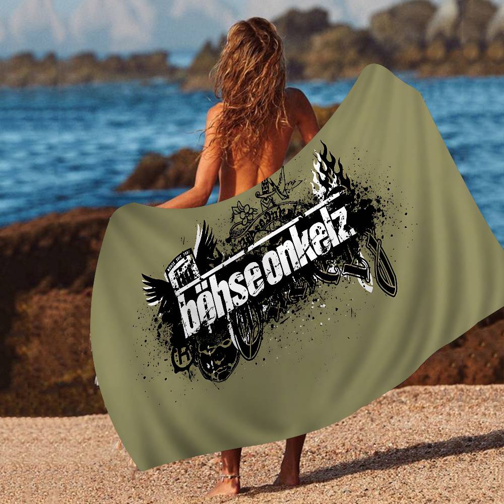 G-Germany B-Bohse O-Onkelz Bath Towel Microfiber Soft Water Absorbing Breathable For Girl Kids Decorative Cartoon Beach Towel