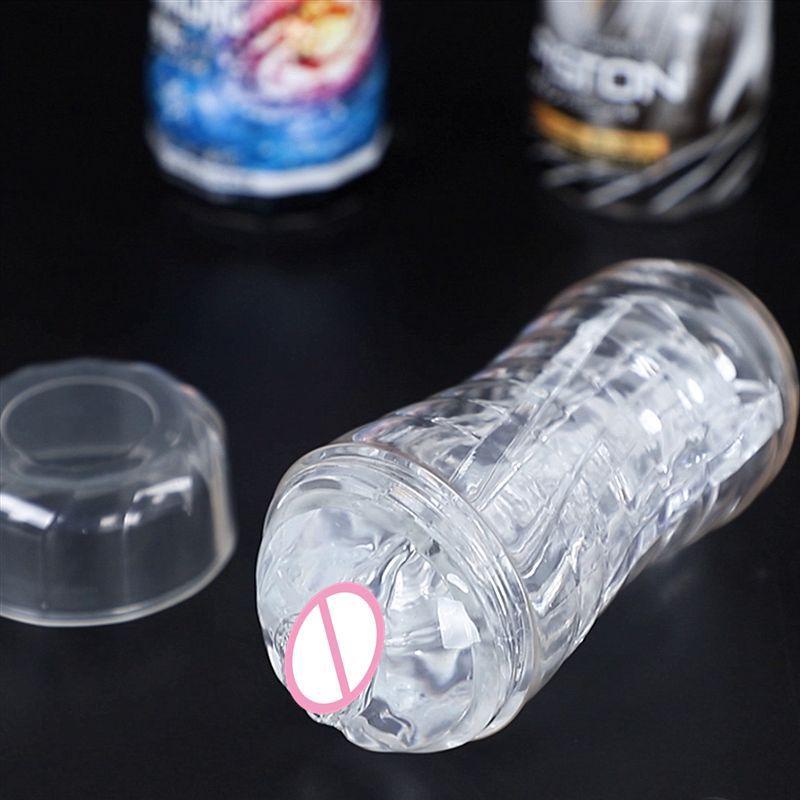 Transparent Airplane Bottle Men's Masturbator Japanese Crystal Penis Trainer Cup Rotary Clip Suction Adult Sex Product