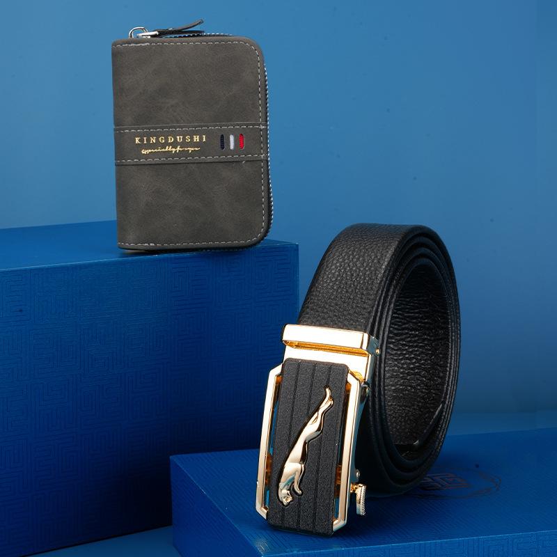 Business Gift Box Men'S Casual Gift Belt Wallet Gift Box Automatic Buckle Belt Wallet Cross-Border Gift Box