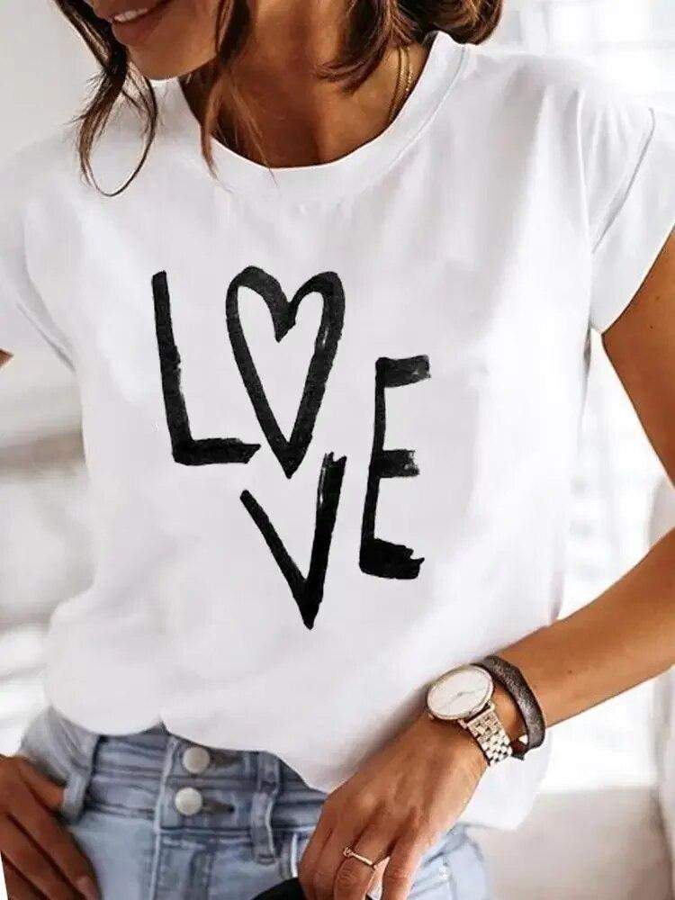 Clothes Ladies Summer T Clothing Print Fashion Casual T-shirts Letter 90s Trend Cute Short Sleeve Women FeUnisex Graphic Tee