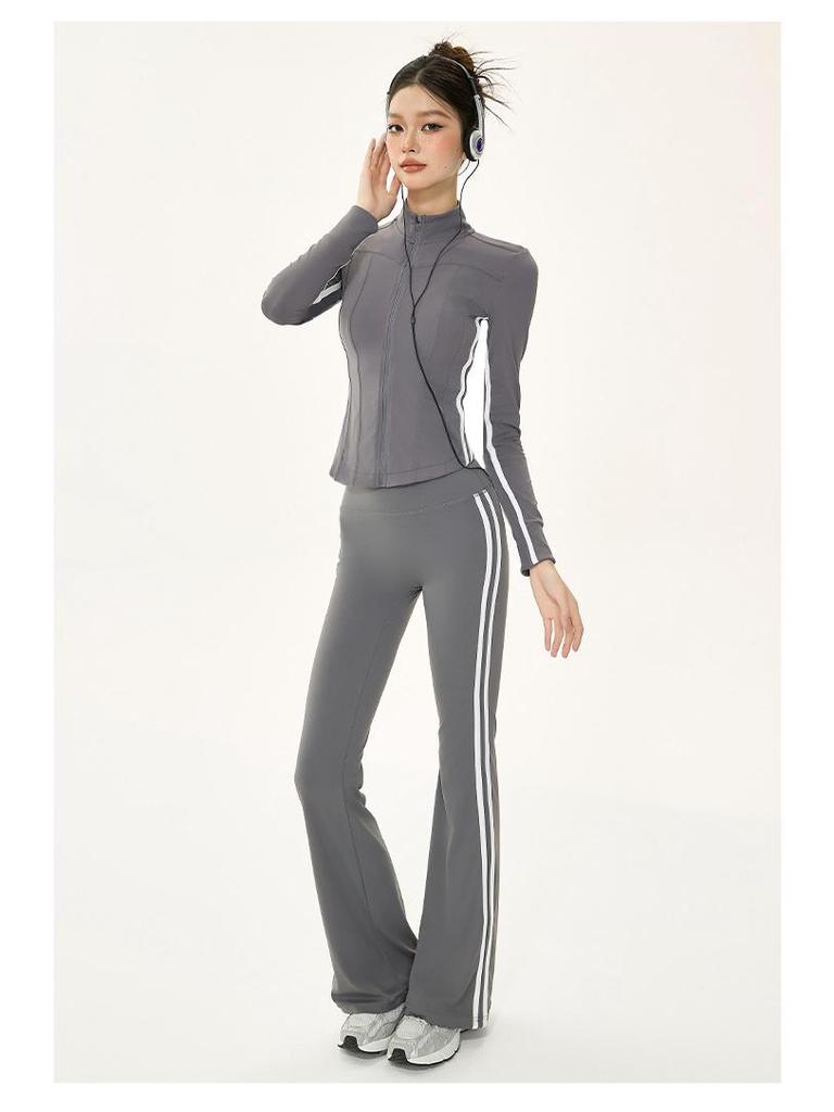 Women’s Autumn/Winter Yoga Suit: Slimming Stand Collar Zipper Jacket with Long Sleeves for Running, Training, and Fitness