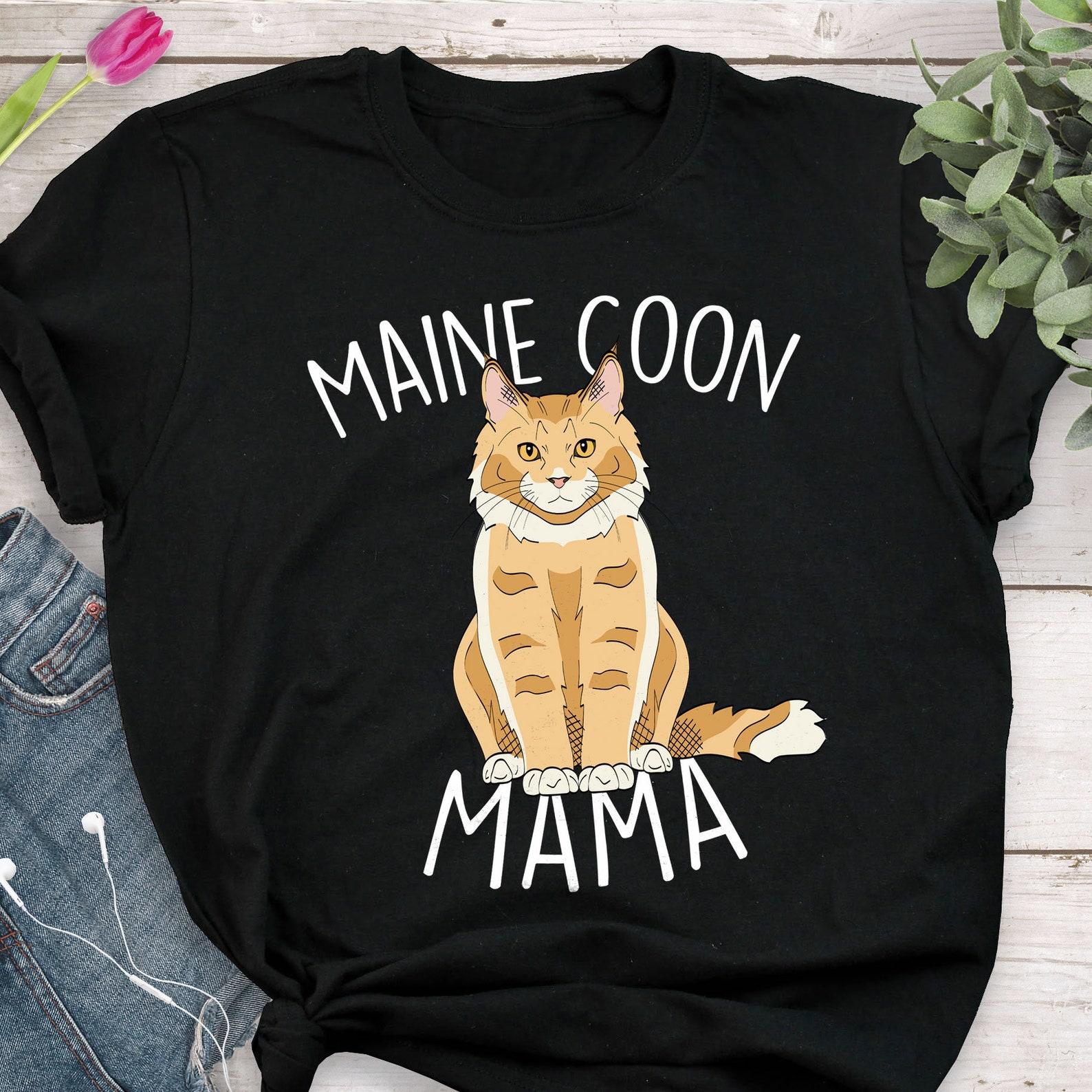 Maine Coon Mama Shirt, , Cat Lover Gift, Cute Pet T-shirt, Maine Coon Lover Tshirt, Maine Coon Tee, Cat Mom, Red Ginger 130