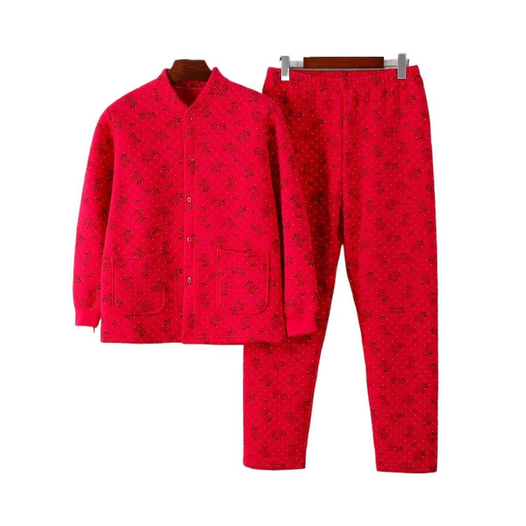 Women's Plus-Size Quilted Pajama Set for Middle-Aged & Elderly