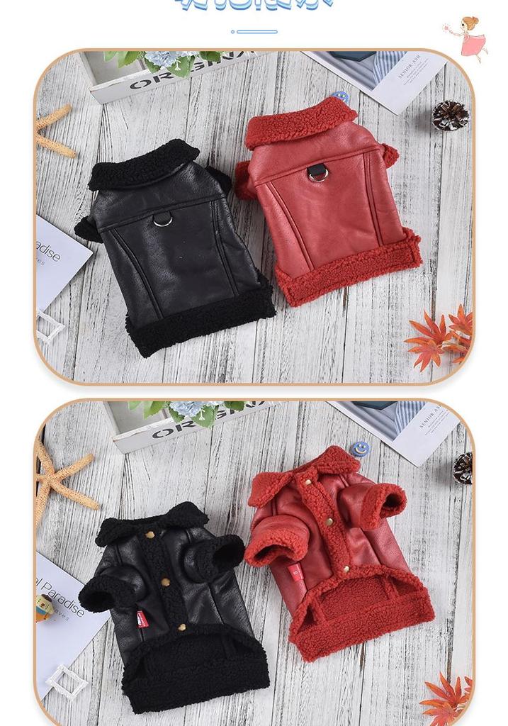 Giacca in Pelle di Agnello Autunno/Inverno 2023 per Cani Piccoli - Abbigliamento Spesso e Caldo per Animali Domestici