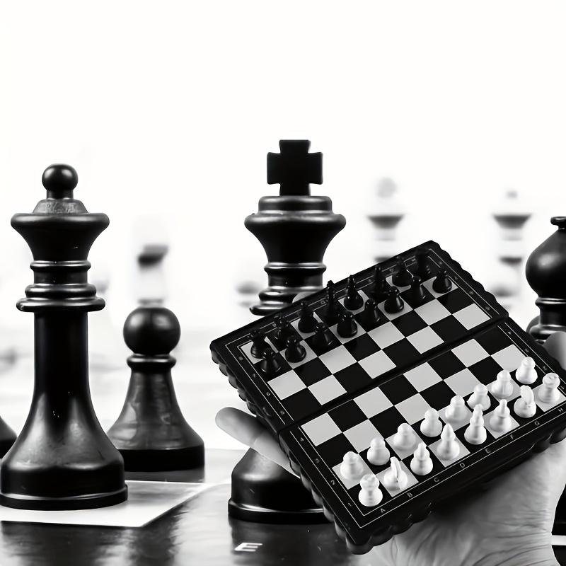 Magnetic Travel Chess Set Folding Portable Mini Chess Board with Full-Size Pieces Pocket-Sized Game for Adults Kids Perfect