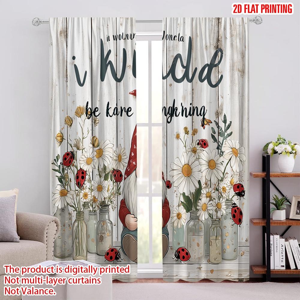 

2pcs,2D plane printing Popular Curtains Christmas Santa Dwarf Versatile Polyester Fabric (without rod) Outdoor Decorations Ldeal 52.50 × 116.00 cm 2 pcs