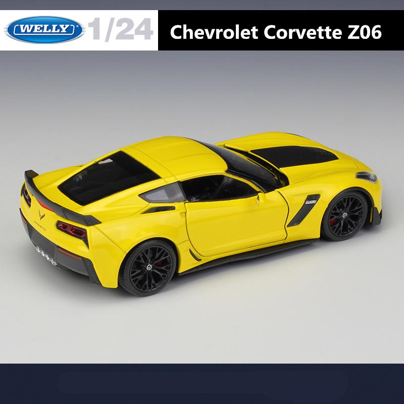 WELLY 1/24 Chevrolet Corvette Z06 2017 Alloy Sports Car Model Diecast Racing Car Model Simulation Collection Childrens Toys Gift