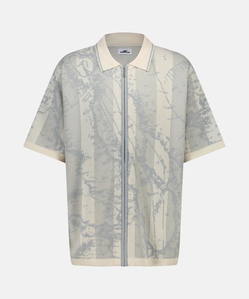 Sun Love Jacquard Full Zip Knit Polo Beige