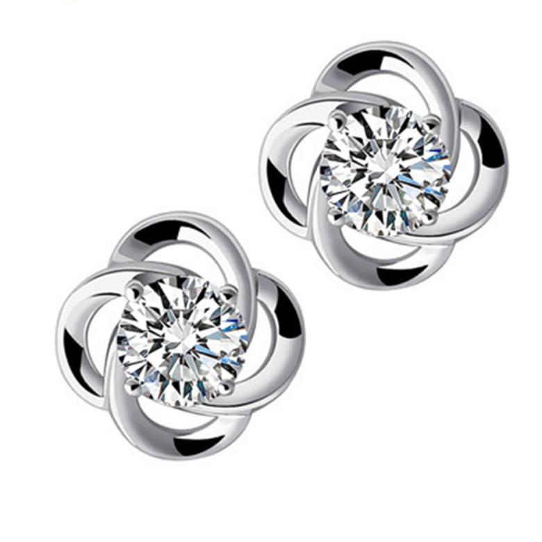 New 925 Silver Stud Earrings AAA Zircon High Quality For Women's Wedding Fine Jewelry Accessories Party Gift