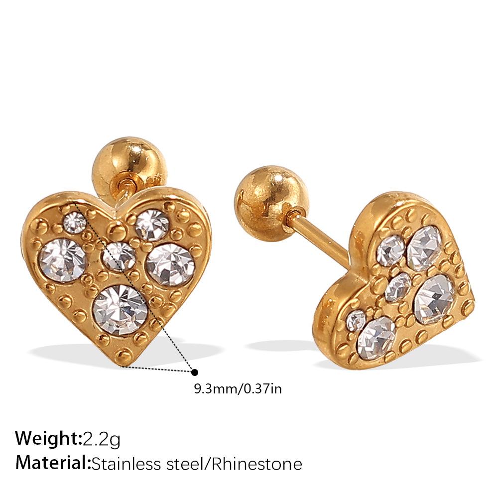 Fashion Light Luxury Gold Love Diamond Earrings Stainless Steel Gold Plated Hollow Design Earrings Women