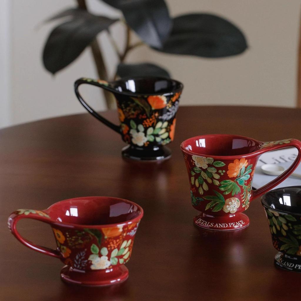 Retro Floral Coffee Cups Mugs Gift Boxes Office Breakfast  Ceramic Afternoon Tea Cups Gift Presents Souvenirs