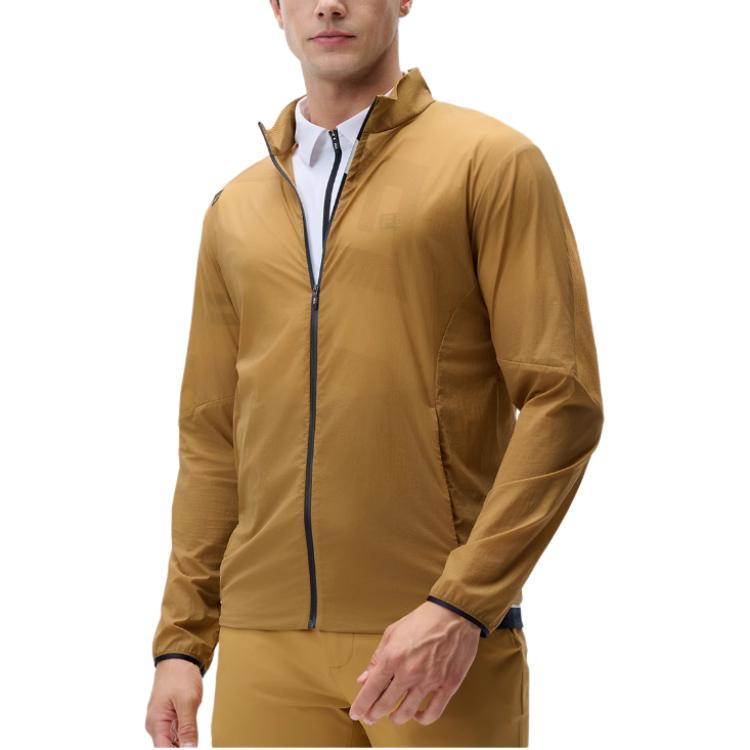 FILA Comfortable Stylish Elastic Soft Stand Collar Zip Design Long Sleeve Jacket Men jackets Yellow Brown A11M435702F-BN