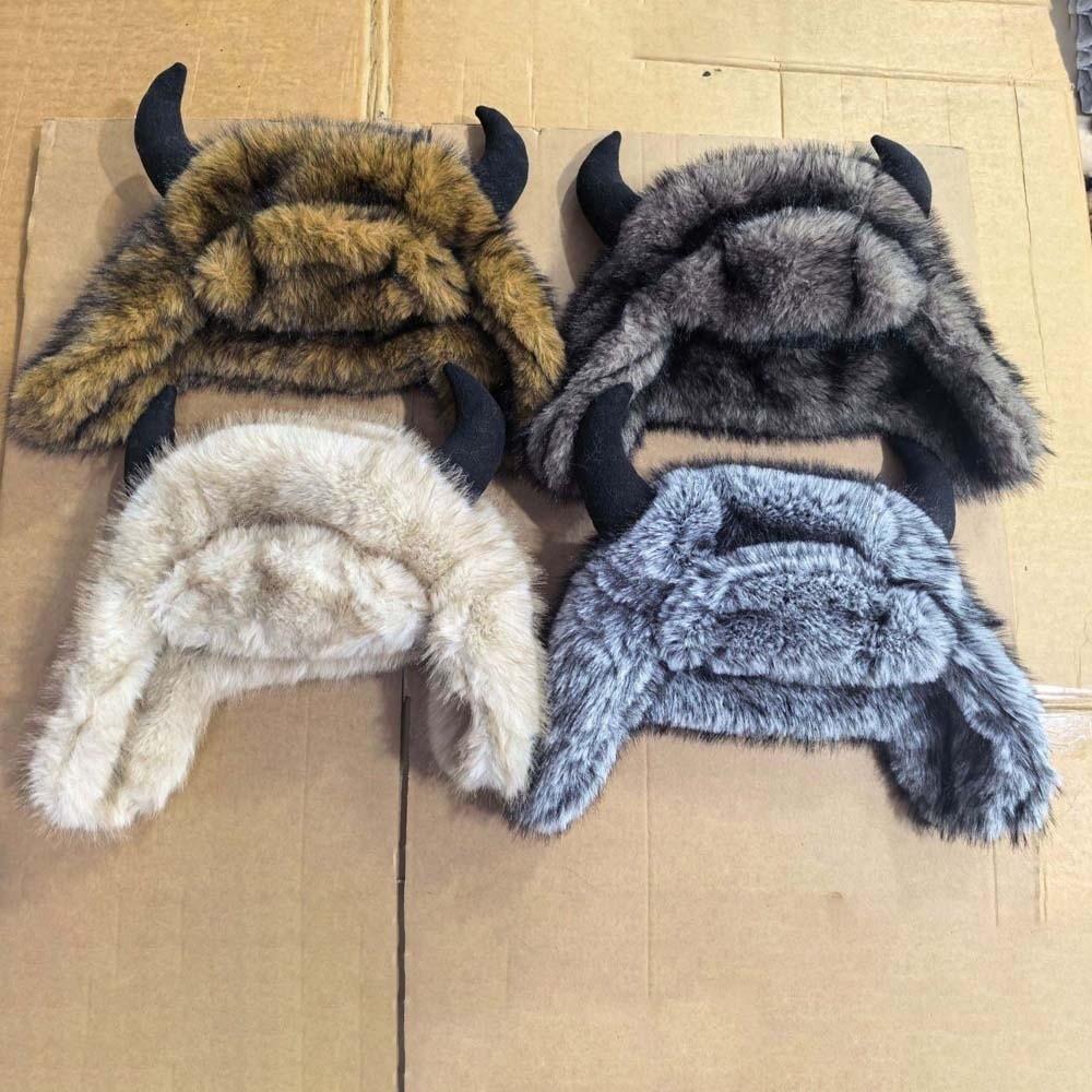 Windproof Fabric Faux Fur Hat Thickened Lining Ear Flap Headwear  Nordic Travelers