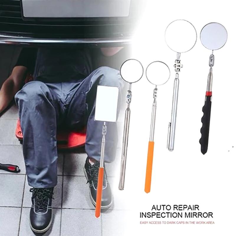 Square/Round 360 Degree Rotatable Angle Mirror Extendible Inspection Stainless Steel Mirror Automotive Repair Detection Tool