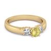 Lemon Quartz Elegant Three Stone Ring - 925 Sterling Silver Gold Vermeil