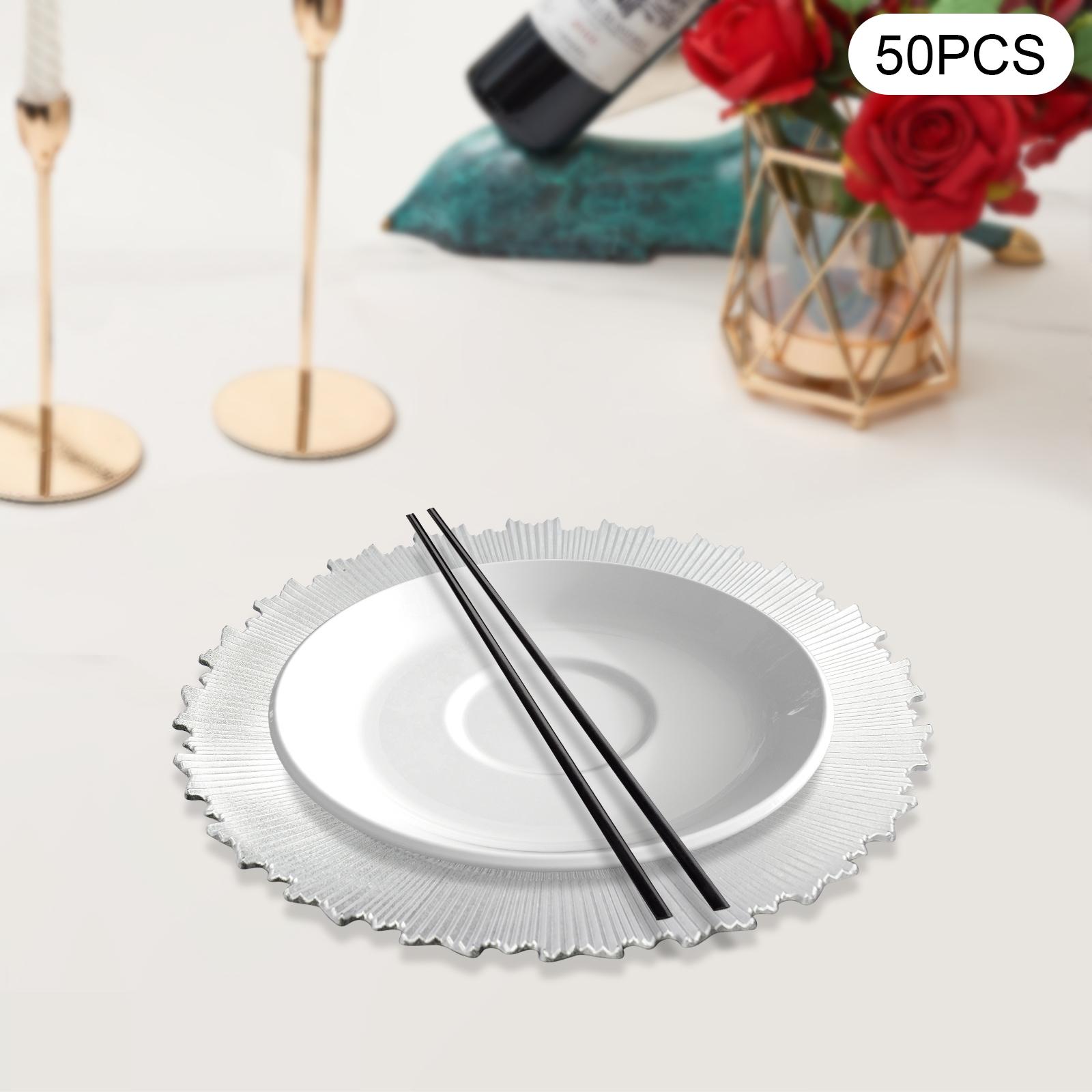 

50 PCS Silver Charger Plates Set, 12.99 In Round Disposable Plastic Plates, Decorative Party Dinner Plates for Wedding, Banquet срібний