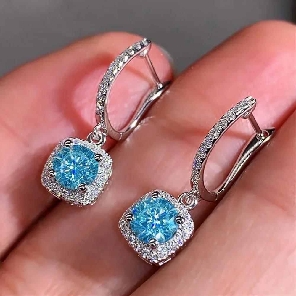 Engagement Mid Length Pendant Earrings Jewelry Elegant Shiny Mosan Diamond Beautiful Gift Milan Girl Fashion Accessories