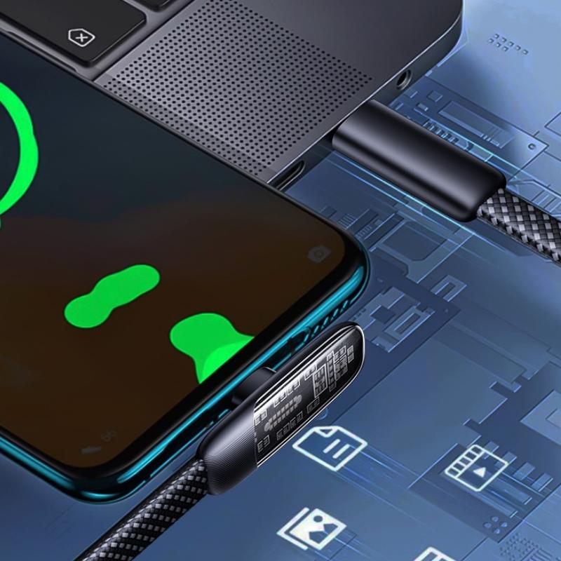Cavi USB Type-C to C ad Angolo Retto 60W Ricarica Rapida ad Alta Velocità Linea Dati Piatta Intrecciata in Nylon Gomito a 90 Gradi Cavo USB-C