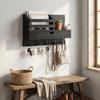 Solid Wood Wooden Wall Mounted Storage Rack Multiple Hooks Simple Design Wall-Mounted Storage Rack Natural Appearance