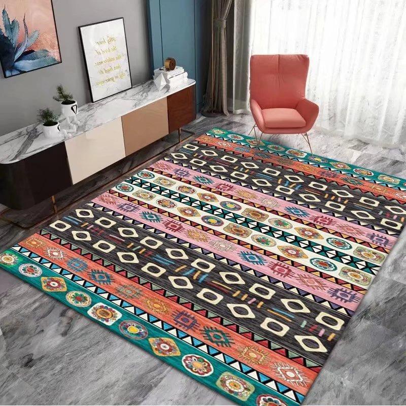 Vintage Bohemian Moroccan Living Room Carpet Sofa Tea Table Carpet Ethnic Style Home Large Area Bedroom Bedside Carpet