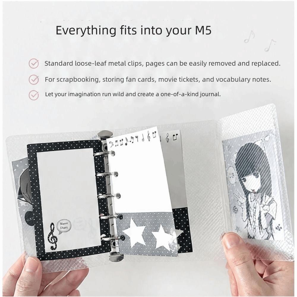 Tri-Fold Photo Album Music Theme Portable Planner Educational M5 Binder Notebook School Supplies