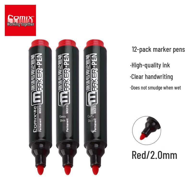 Comix MK818 Red Broad Tip Permanent Marker