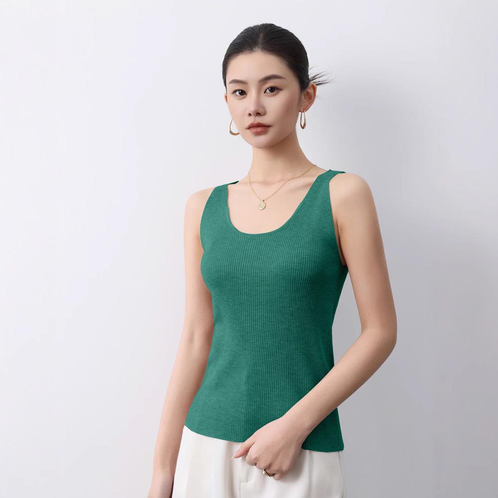 Yangzi Wool Knit U-Neck Women's Sleeveless Slim Fit Vest - Spring/Summer
