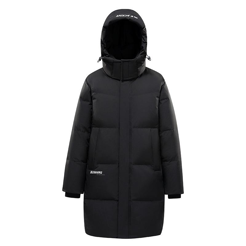 Unisex Mid-Length Hooded Down Jacket, 90% White Duck Down, Thickened for 2025 Winter, Trendy Couple's Warm Outerwear with Cold Protection.