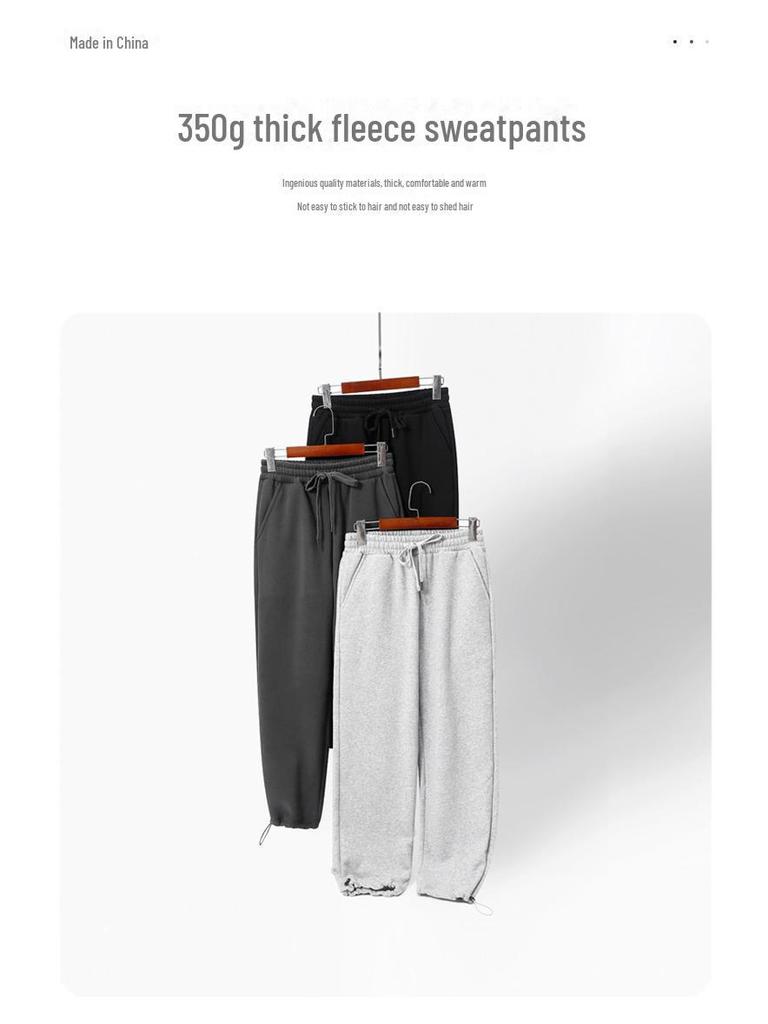 Dengjue Męskie 2024 Jesienne Spodnie Dresowe ze Sznurkiem, Ciężkie, z Aksamitem do Noszenia na Co Dzień