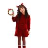 Girls' Fashion Solid-Colour Pullover Casual Red Christmas Outfit Children's Thickened Loose-Fit Long-Sleeved Sweatshirt Dress