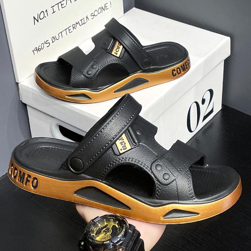 

EVA sandals men s shoes summer wear dual-purpose driving slippers light wear-resistant beach shoes casual trend sandals men 38-39 чорний