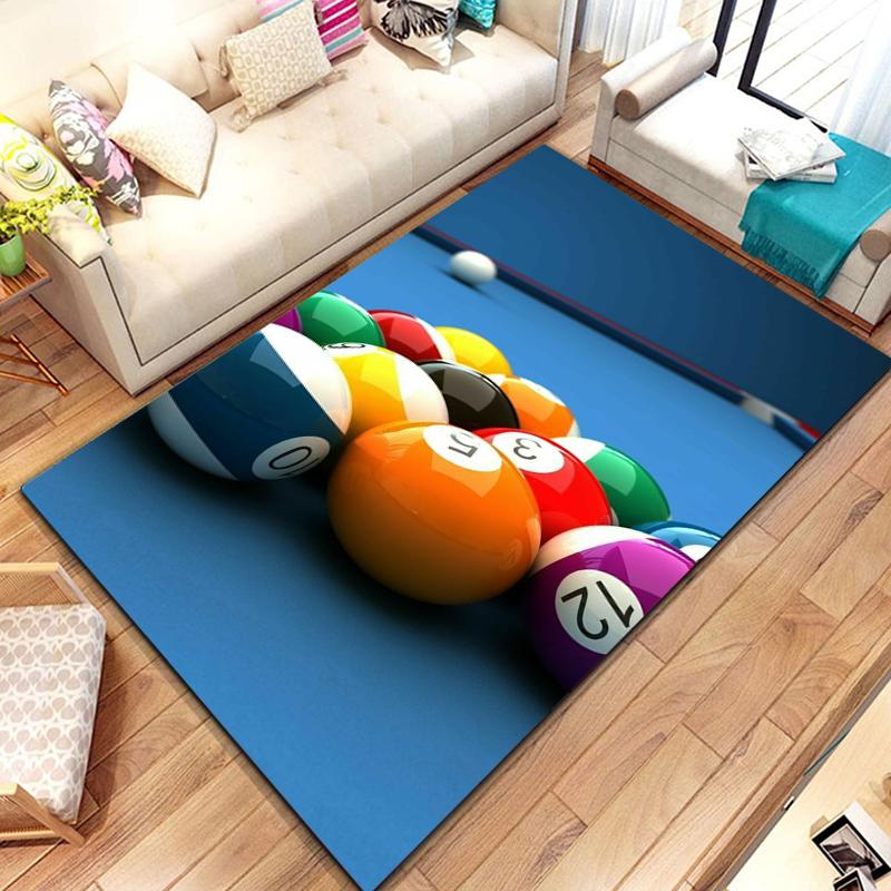 3D Colorful Snooker Billiard Carpet Ball Sports Area Rug for Living Dining Room Bedroom Decor Floor Rug Bathroom Non-Slip Rugs