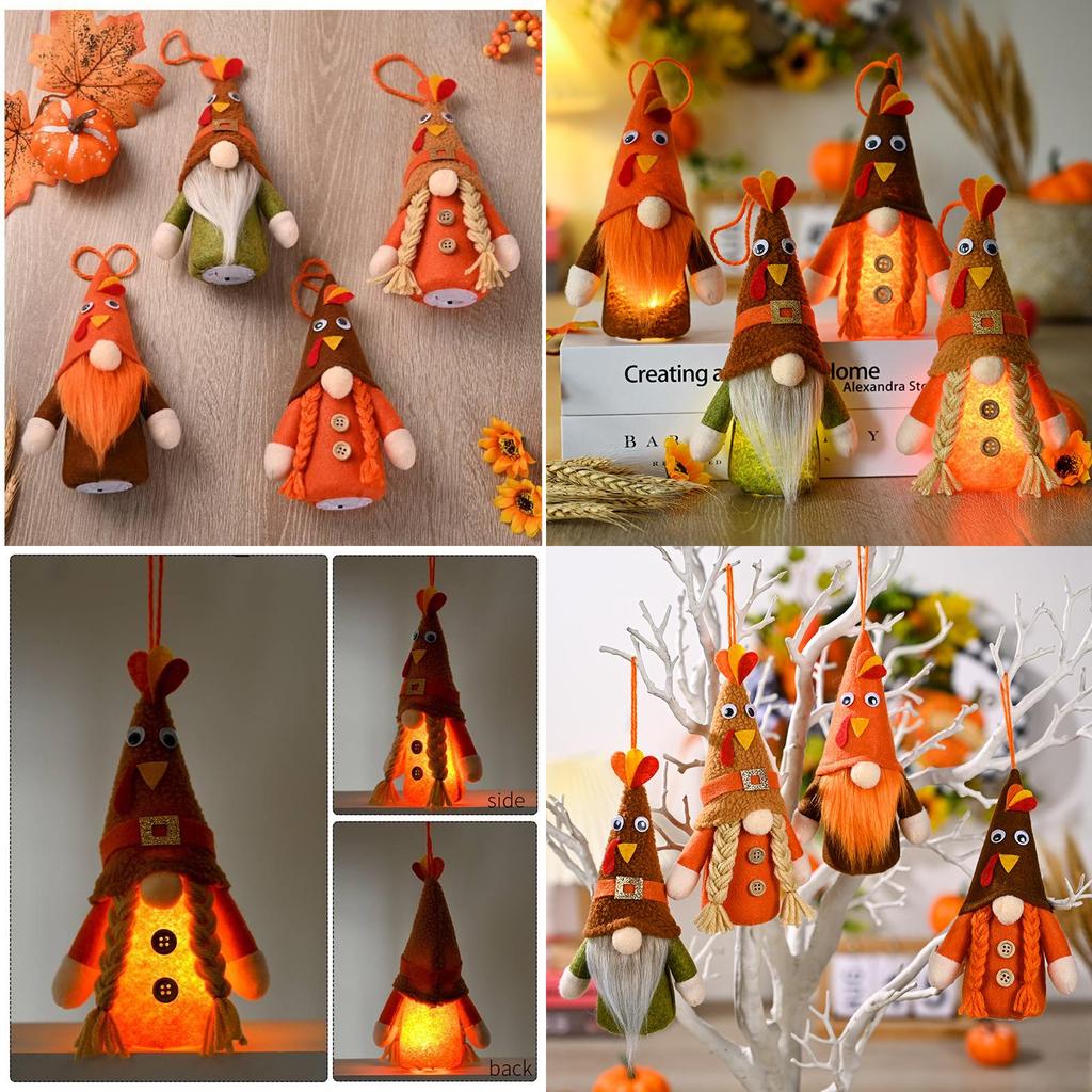 Cozy Harvest Festival Decorative Thanksgiving Gnome Figurine With Light Up Features