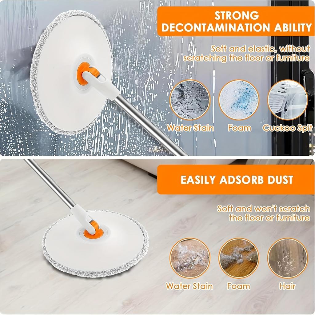 Virul Spin Mop Bucket Set Self-Wringing with Dual Compartment for Clean Dirty Water Separation Efficient Cleaning 3 Refills