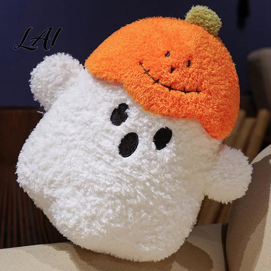 Fluffy Decorative Throw Pillow Pumpkin Ghost Plush Doll Soft Stuffed Toy for Halloween Decoration Spooky Cute Room Decor Pillow Holiday Gift