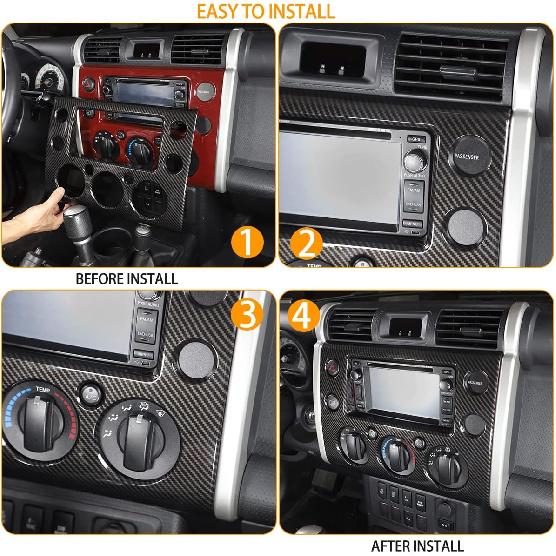 Fit for Toyota FJ Cruiser 2007-2021 Center Console Panel Trim Cover, ABS Center Console GPS Navigation Panel Frame Molding Sticker Trim, 1PCS (Carbon
