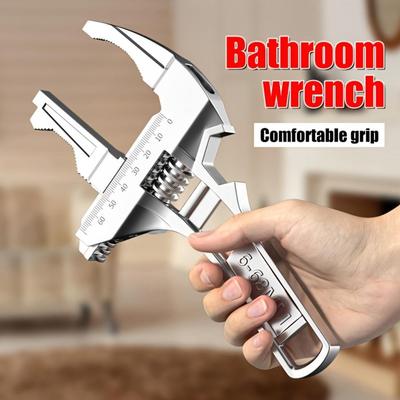 Multifunctional Adjustable Wide Jaw Wrench With Strong Grip, Ideal Sink Drain Pipe Tool For Narrow Bathroom Kitchen Maintenance Work