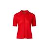 MONPLISSE [Women'S] Collared Half-Zip Pleated T-Shirt (Red)
