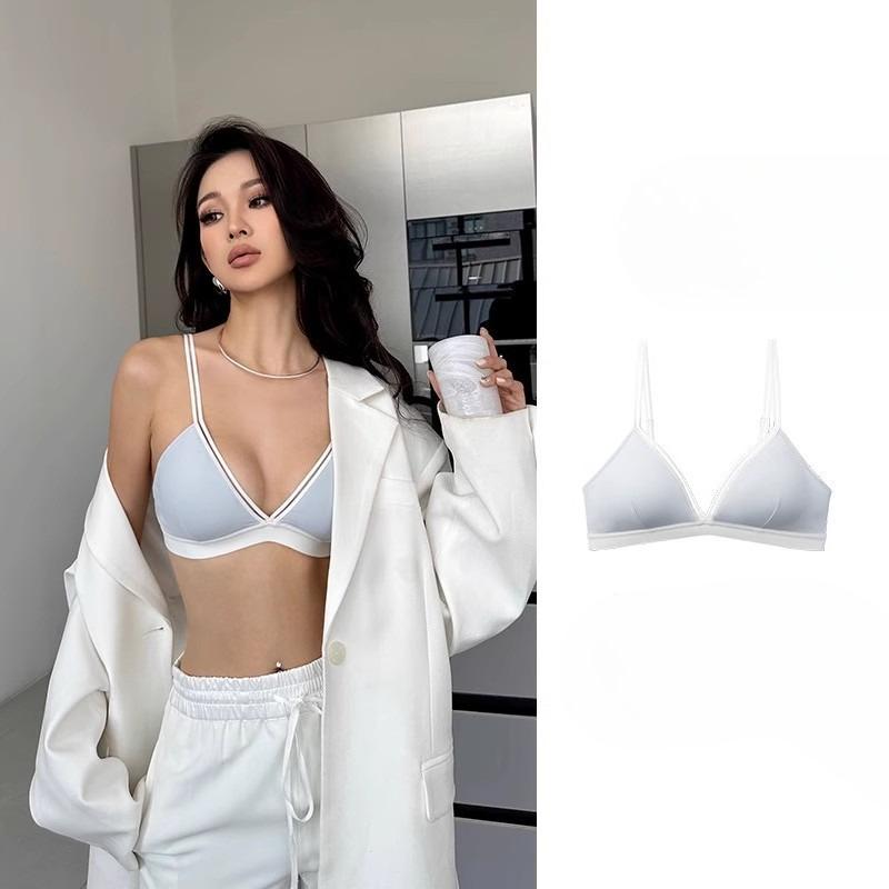 Dames Zomer Sexy Dunne Schouderband Zonder Spoor Zonder Beugel De Verenigde Staten Achterkant Driehoekige Cup Lingerie
