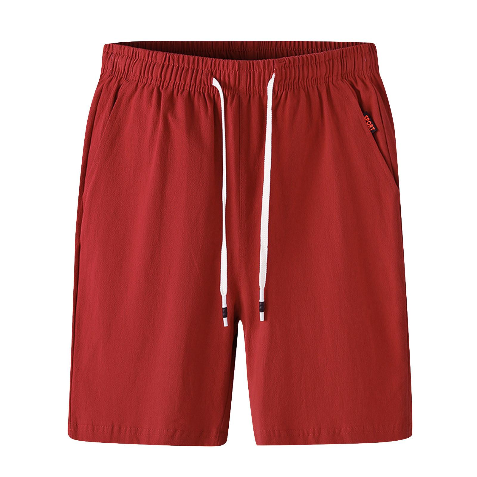 

Мужские свободные хлопковые и льняные укороченные брюки Модные повседневные спортивные прямые брюки XL киноварь