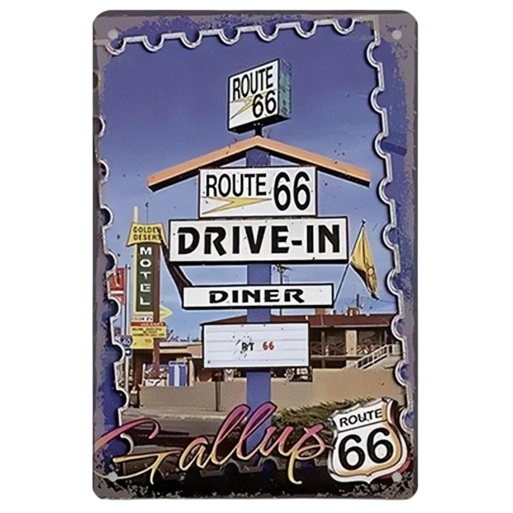 USA Route 66 Metal Signs Wall Poster Plaque Warning Sign Vintage Iron Painting Decoration for Home Cafe Living Room Club Bar