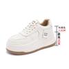 Fashion Sports Women's Shoes 2025 Autumn Height Increase Thick-soled Shallow Mouth Leather and Mesh White Shoes