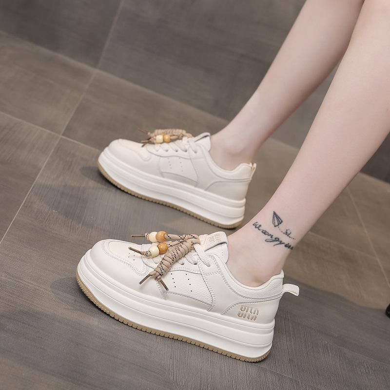 Platform White Shoes Women's Early Autumn New Versatile Casual Sports Shoes Small Height-increasing Breadboard Shoes