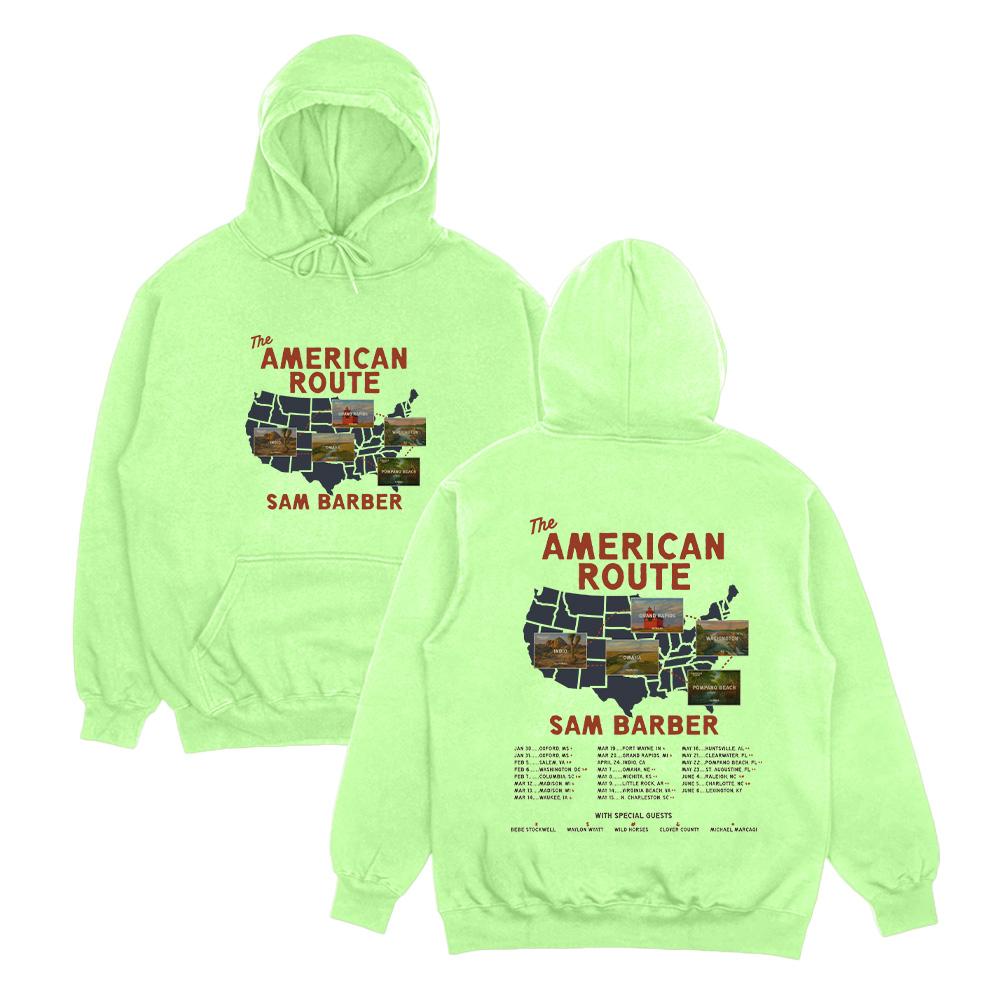 

Сем Барбер American Route Tour 2026 Худі Музичний З Довгим Рукавом Пуловер Осінь Зима Мода Повсякденний Одяг Жінки Чоловіки Толстовка XXL світло-зелений колір