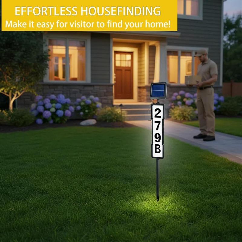 Solar Address Sign Waterproof Light Up House Numbers Auto Dusk Illumination Wireless Solar Address Plaques for Yard Gate Mailbox Outdoor Entryway