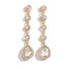 Retro Court Style Rhinestone Long Water Drop Earrings for Dinner Party Accessories.